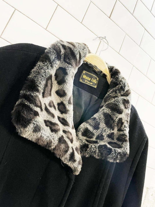 vintage mona lisa faux fur collar wool - blend coat | fen - nelli - good market thrift store