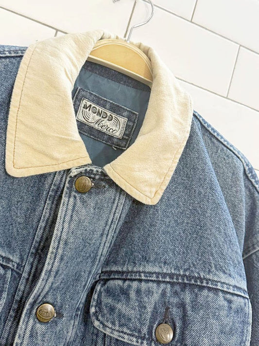 vintage mondo marco contract collar lined denim jacket | made in Italy - good market thrift store