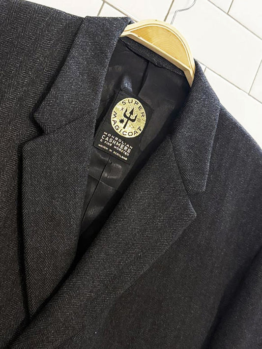 vintage mongolian cashmere herringbone coat | super magicoat | woven in Scotland - good market thrift store