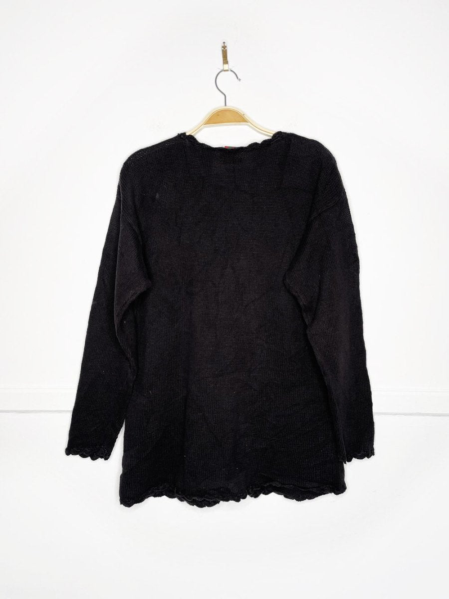 vintage nutcracker oh christmas tree embroidered knit sweater - good market thrift store