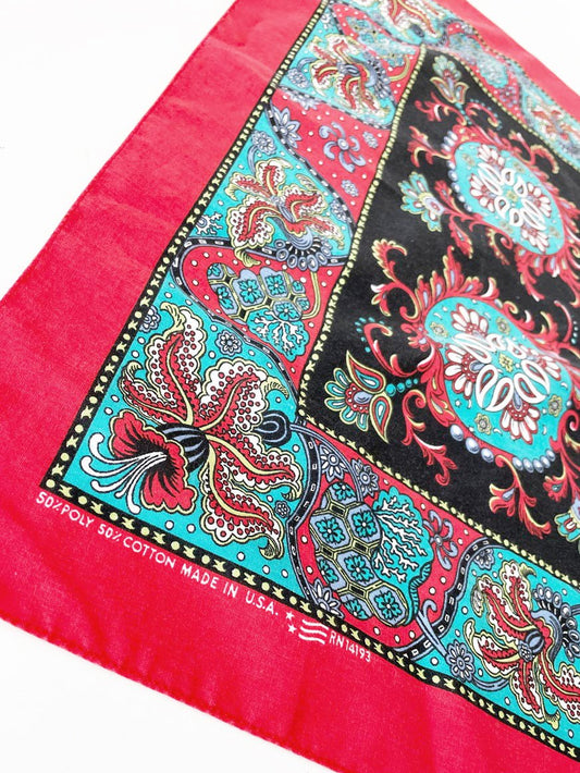vintage paisley print square bandana | made in USA - good market thrift store