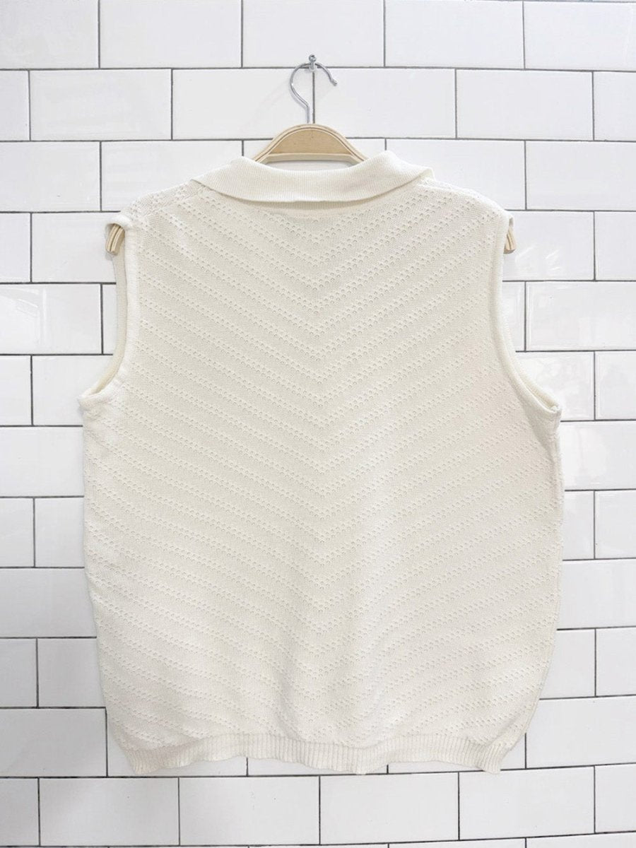 vintage parkhurst pointelle checkvron collared knit top | made in Canada - good market thrift store