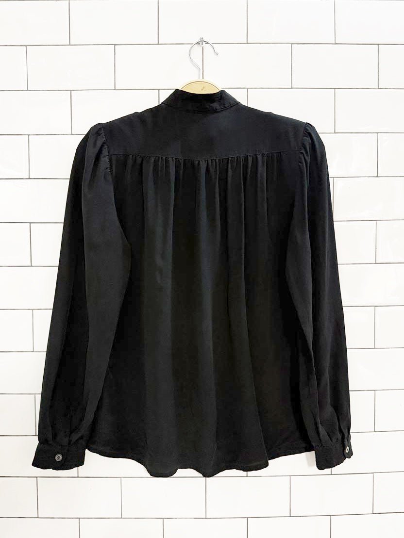 vintage pass parolle 100% silk pleated blouse - good market thrift store