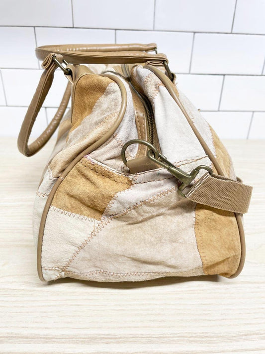 vintage patchwork suede leather mini duffle bag - good market thrift store
