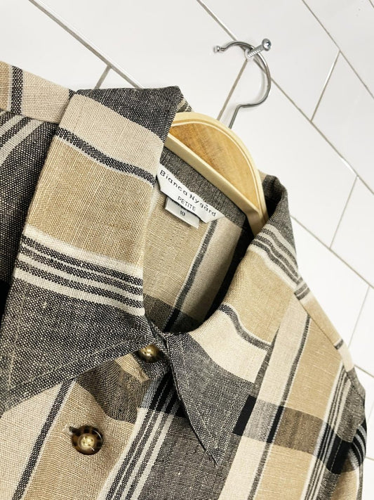 vintage peter nygard linen - blend full button pocket shirt | rework - good market thrift store