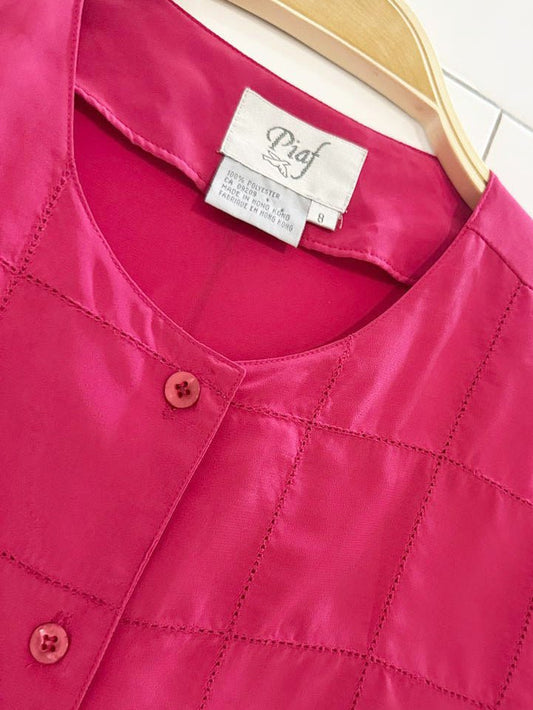 vintage piaf satin boxy full button blouse - good market thrift store