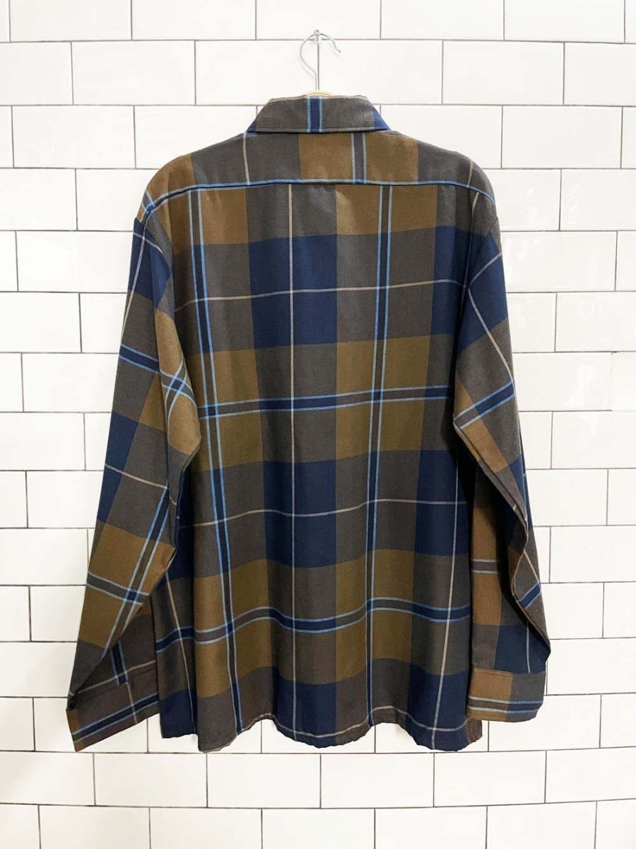 vintage pierre cardin logo pocket plaid shirt - good market thrift store