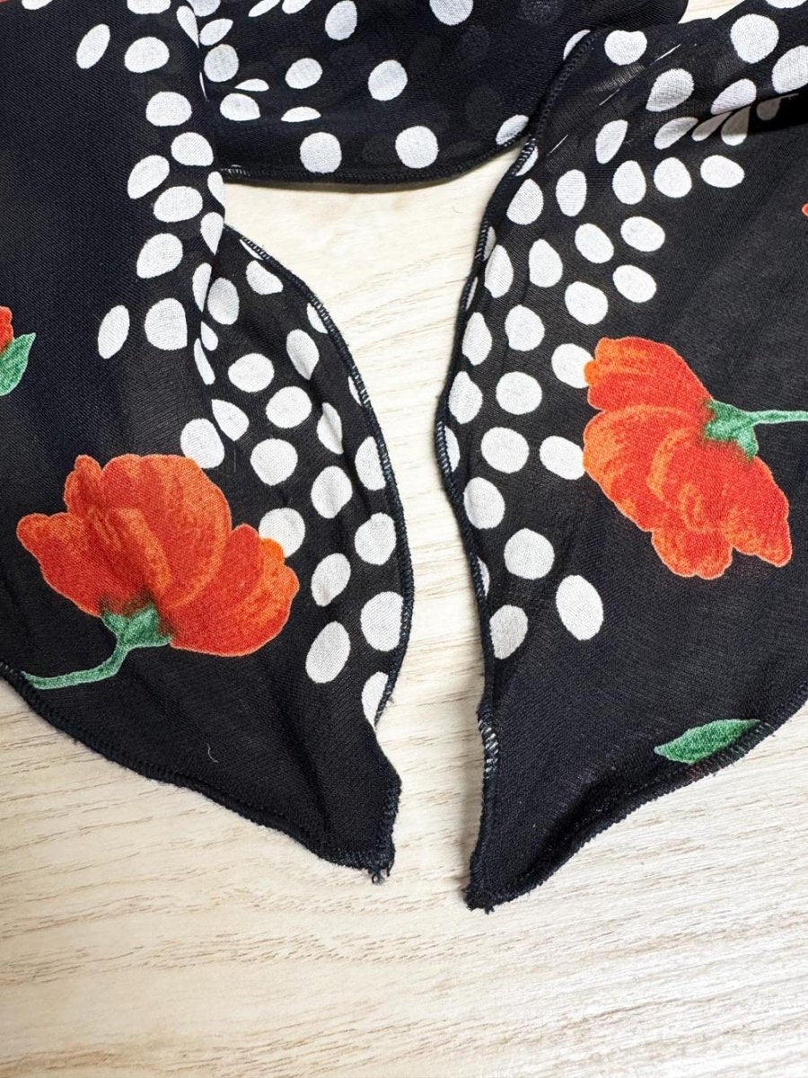 vintage poppy polka dot chiffon long scarf - good market thrift store