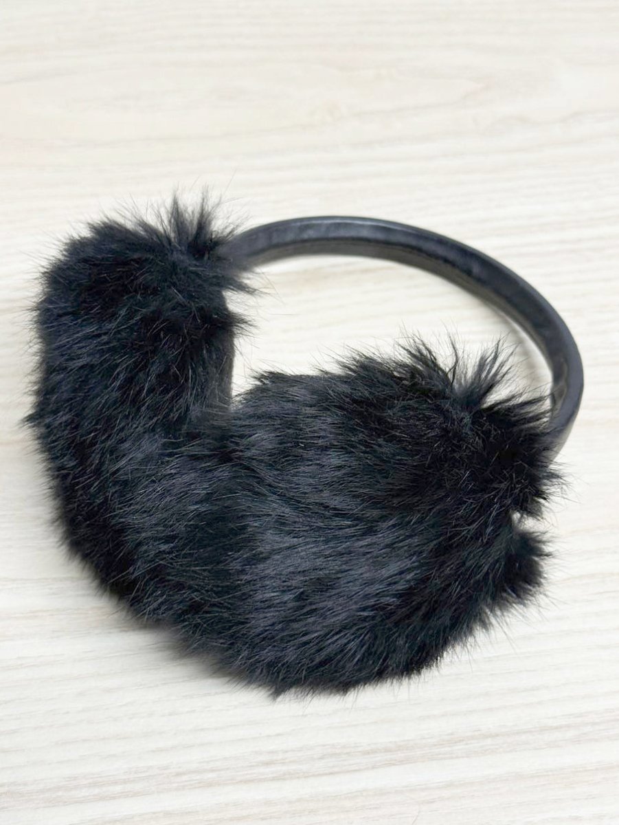 vintage rabbit fur ear muffs | leather headband - good market thrift store