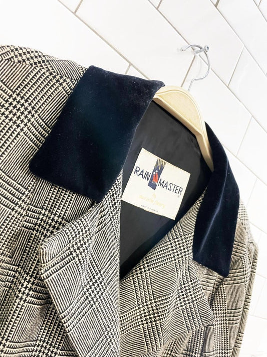 vintage rain master velvet - collar wool plaid double breasted jacket | marielle fleury - good market thrift store