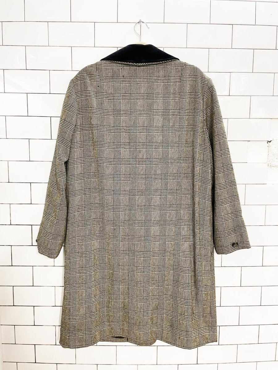 vintage rain master velvet - collar wool plaid double breasted jacket | marielle fleury - good market thrift store