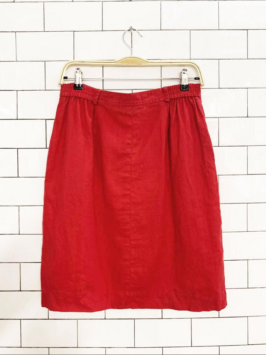 vintage regina porter 100% linen full button mini skirt - good market thrift store