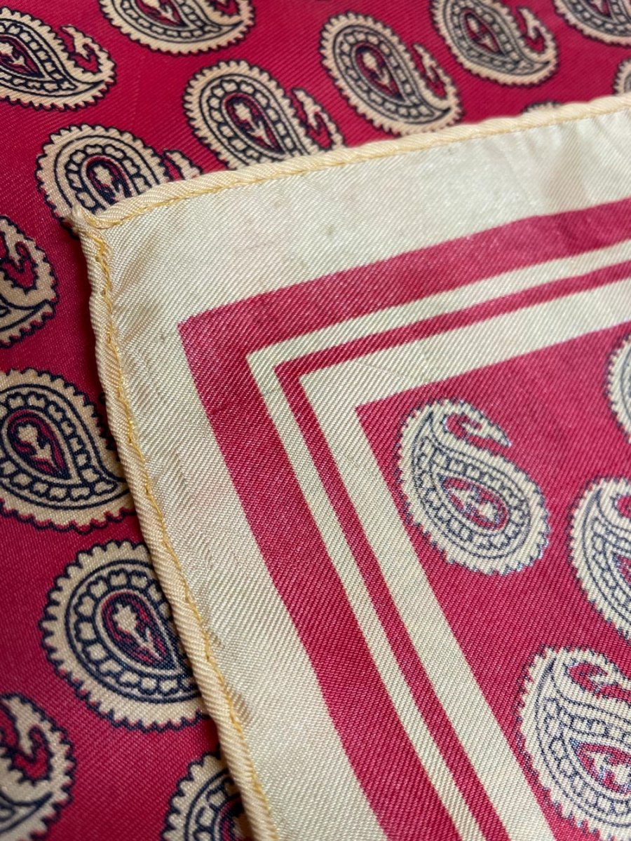 vintage retro paisley poly satin square scarf - good market thrift store