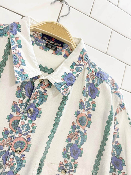 vintage revenge shirtmakers floral striped full button resort shirt - good market thrift store