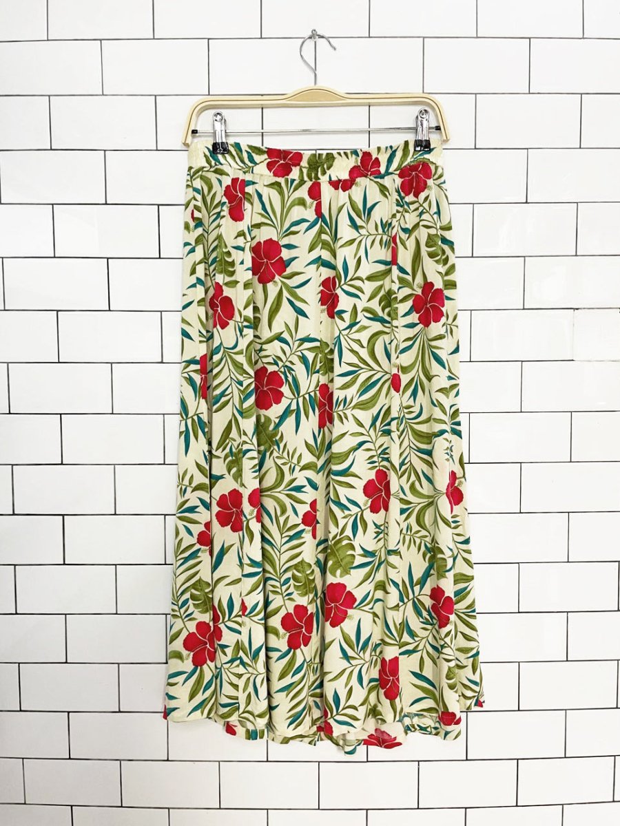 vintage sag harbour tropical resort full button maxi skirt - good market thrift store