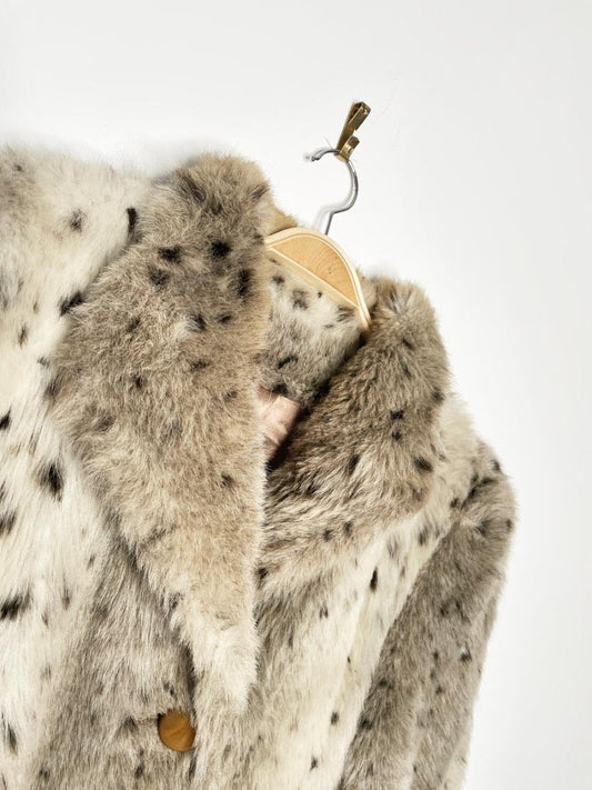 vintage sears tradition snow leopard faux fur long coat - good market thrift store
