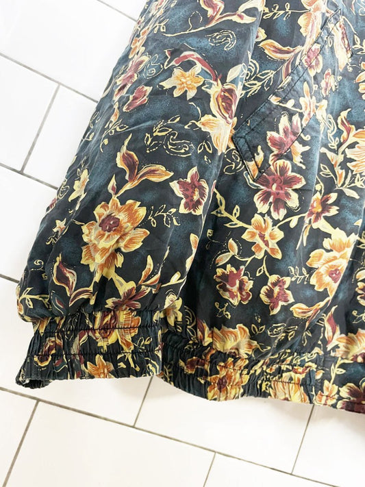 vintage selene paris 100% silk floral bomber jacket - good market thrift store