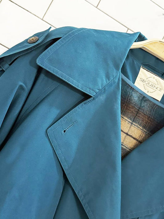 vintage sequence wool - blend tartan liner belted trench coat - good market thrift store
