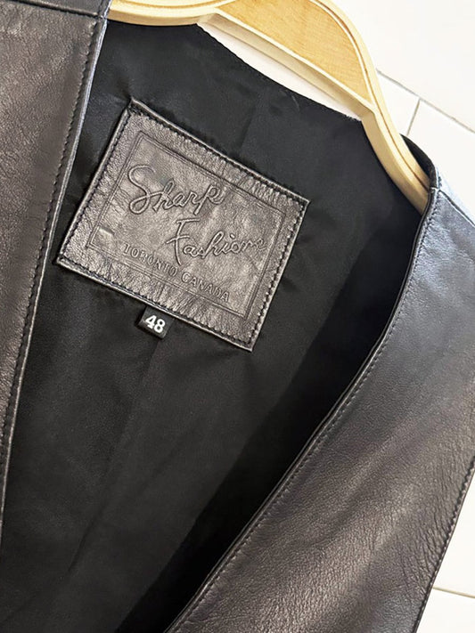 vintage sharp fashions lamb leather snap button vest - good market thrift store