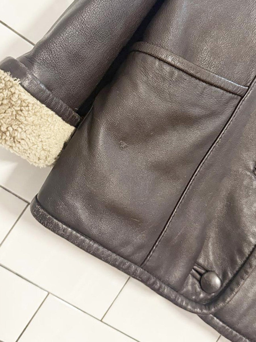 vintage shearling collar and cuff soft leather jacket | made in Canada - good market thrift store