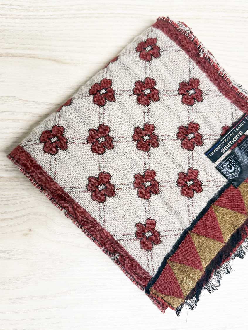 vintage simons wool - blend flower knit scarf | made in France - good market thrift store