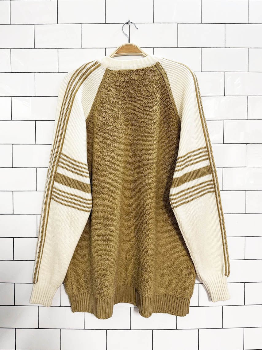 vintage snow country loop - knit + striped sleeve knit sweater - good market thrift store