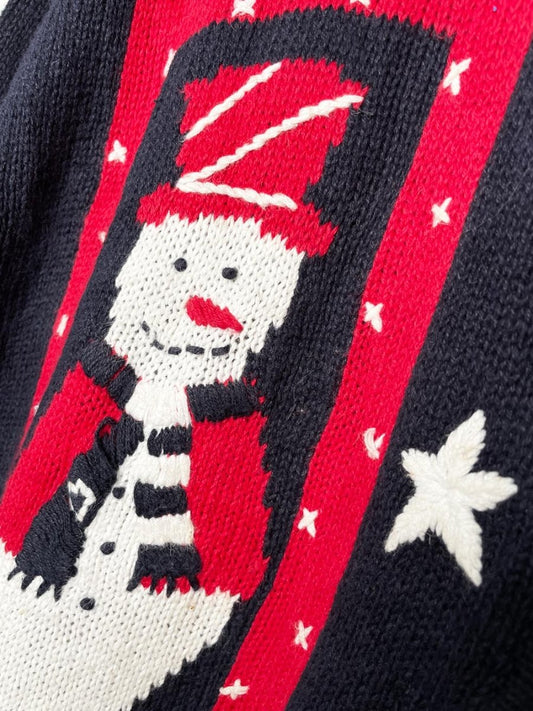 vintage snowman + stars patchwork knit cardigan | the quacker factory - good market thrift store