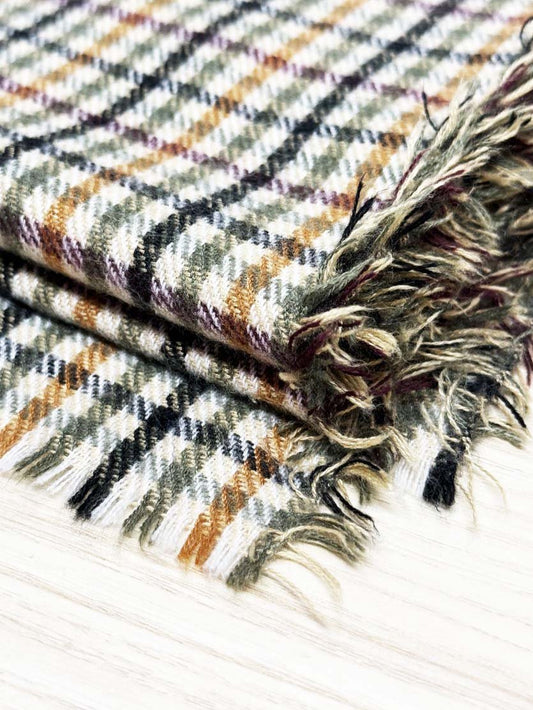 vintage soft check fringe scarf - good market thrift store