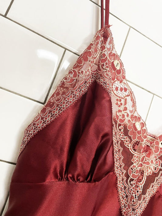 vintage st michael lace trim satin maxi slip dress - good market thrift store