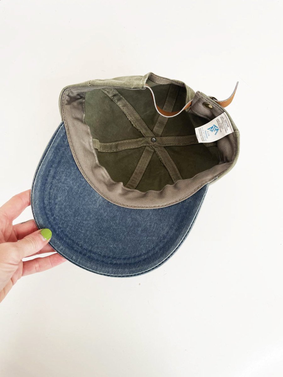 vintage sunshine dream life two tone denim cap | ajm headwear | made in canada - good market thrift store