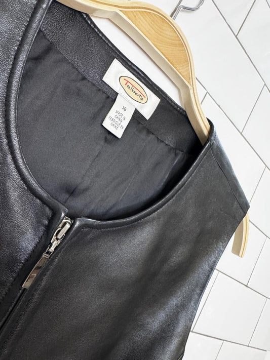 vintage talbots butter leather minimal full zip vest top | lambskin - good market thrift store