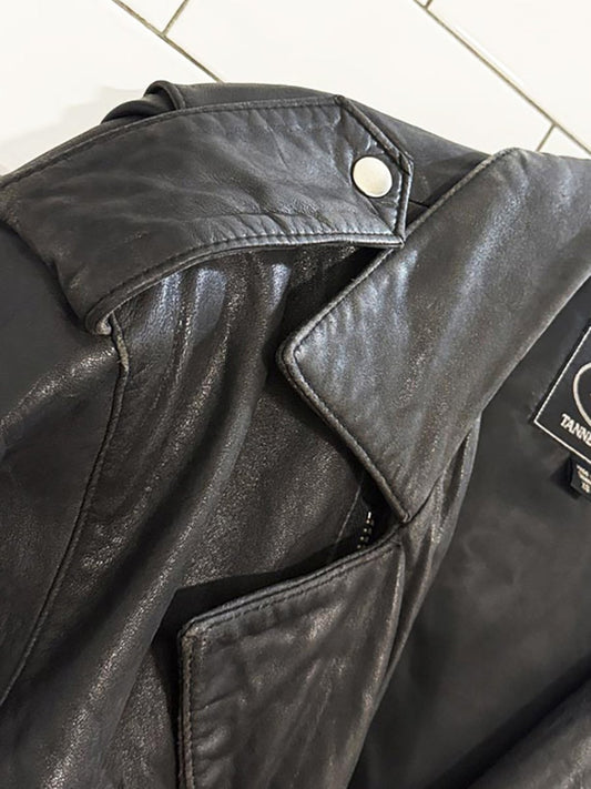 vintage tannery west soft leather belted biker jacket - good market thrift store