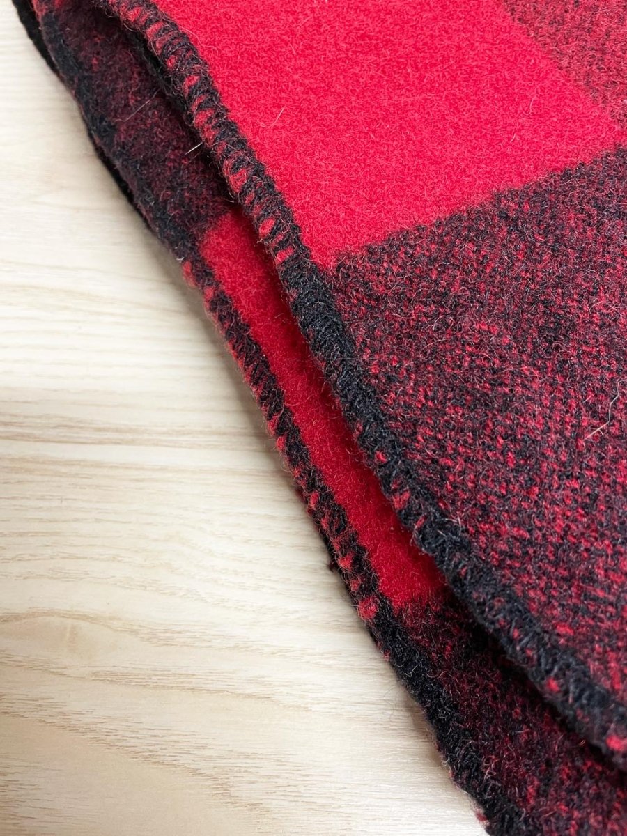 vintage the northwestern company wool - blend marlboro red check blanket | made in USA - good market thrift store