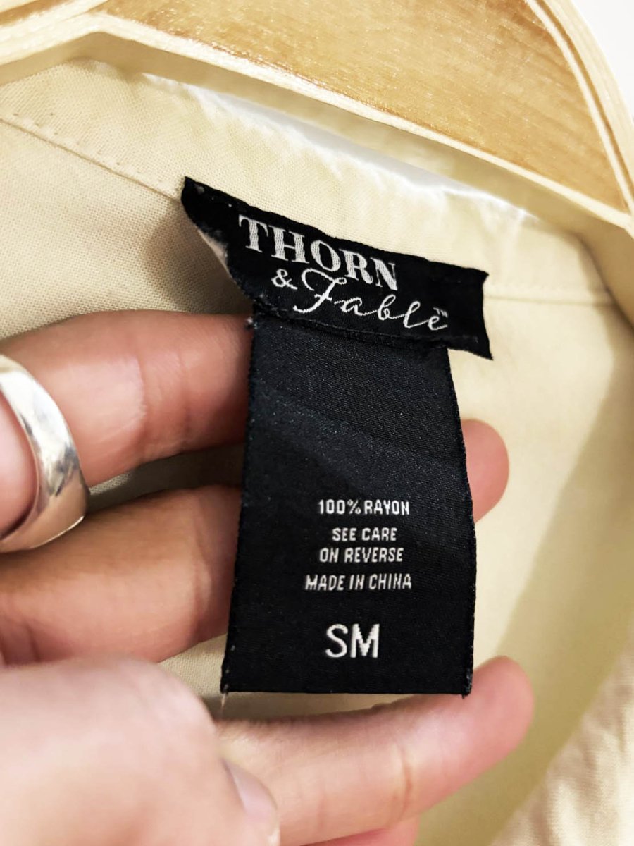 vintage thorn & fable soft victorian lace sleeve full button - good market thrift store