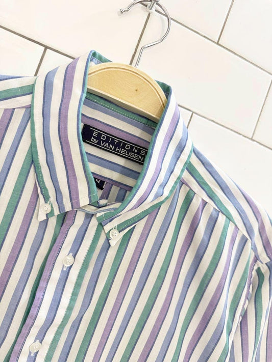 vintage van heusen striped full button shirt | editions - good market thrift store
