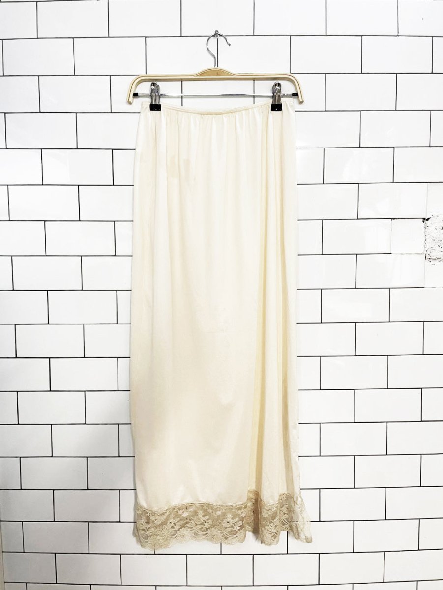 vintage van roalte lace side slit maxi slip skirt | made in usa - good market thrift store