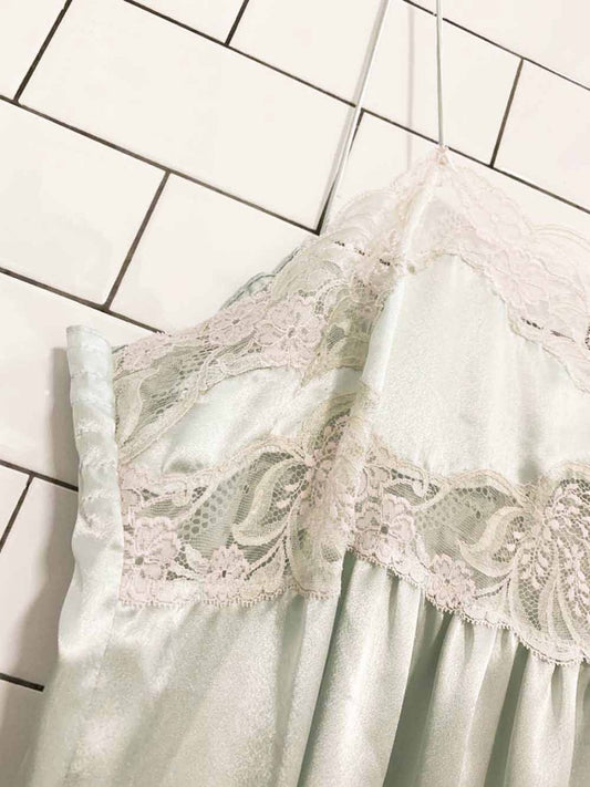 vintage van roalte lace trim satin maxi slip dress | made in canada - good market thrift store