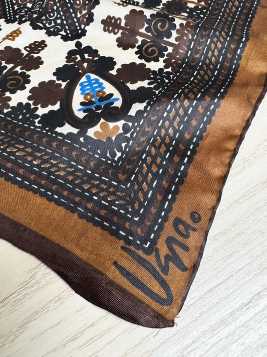vintage vera satin poly square scarf | hand-rolled edge - good market thrift store