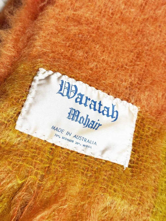 vintage waratah mohair - wool plaid fringe edge throw blanket - good market thrift store