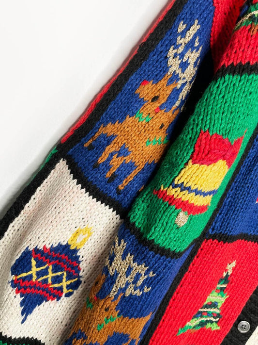 vintage westbound holiday things check knit cardigan - good market thrift store