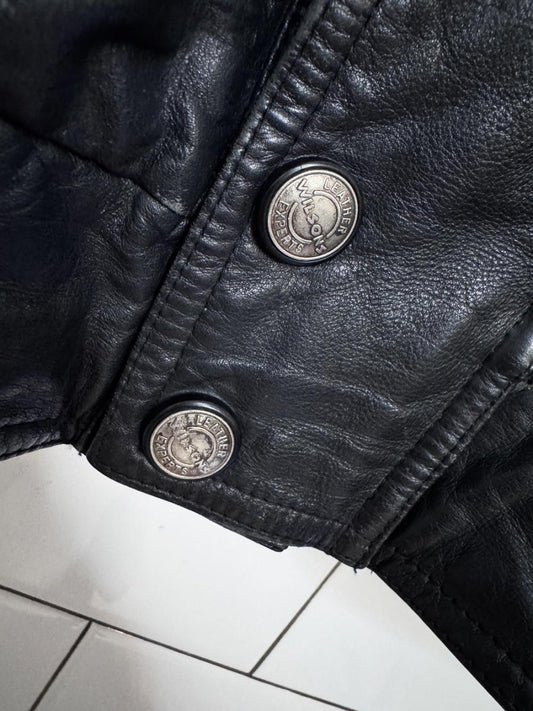 vintage wilsons double collar leather bomber jacket | removable liner - good market thrift store