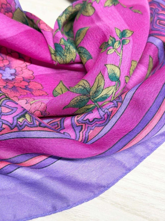 vintage woven florals square scarf - good market thrift store