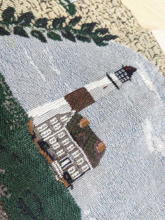 vintage woven lighthouse sail boat tote bag | montana zipper - good market thrift store