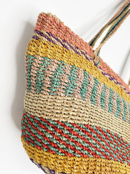 vintage woven sisal market shoulder bag - good market thrift store