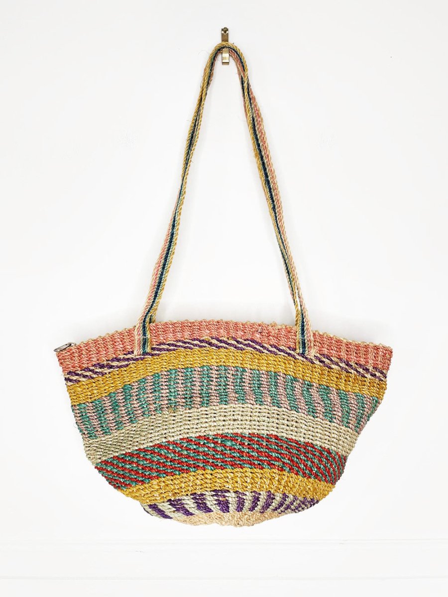 vintage woven sisal market shoulder bag - good market thrift store