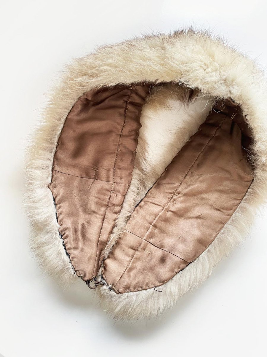 vintage yellow fox fur stole removable collar - good market thrift store