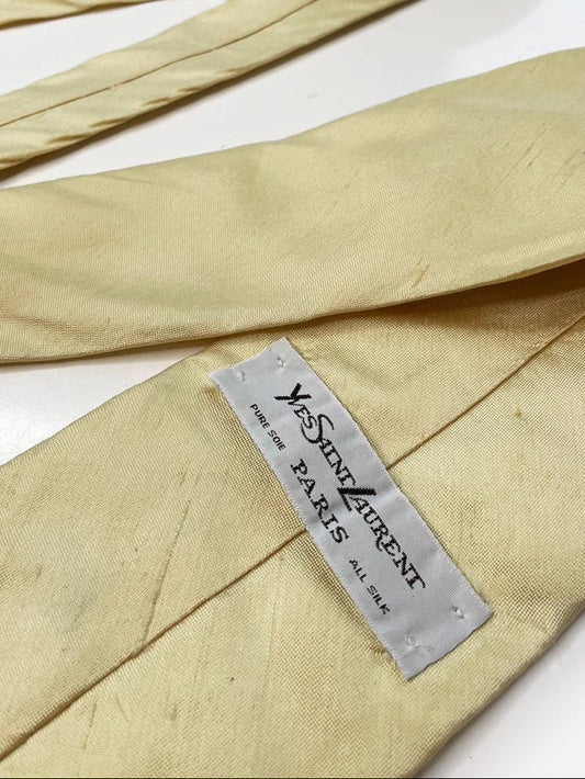 vintage YSL 100% raw silk butter yellow tie | yves saint laurent - good market thrift store