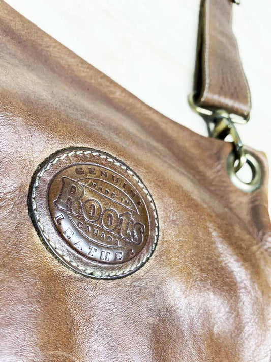vintages 00s roots leather venetian tribe cross body saddle bag - good market thrift store