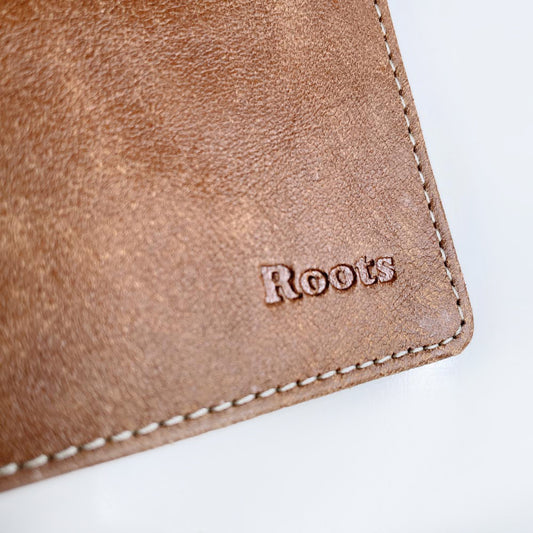 roots tribe leather ID wallet