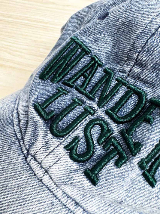 wanderlust embroidered denim hat - good market thrift store